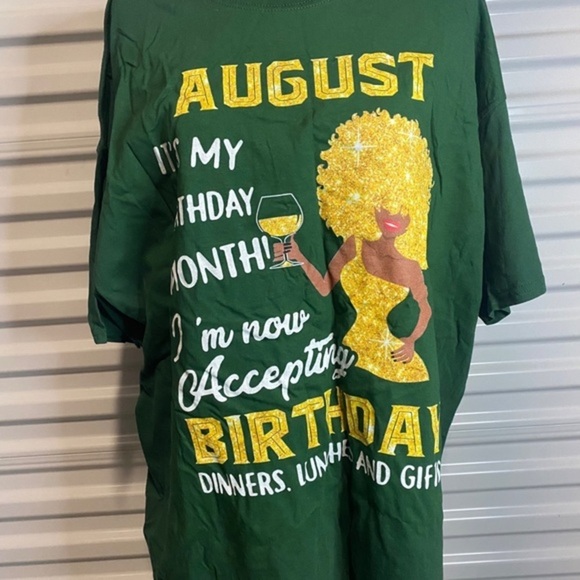 August It's My Birthday Month T-Shirt Green Women’s Size 2XL - Picture 5 of 7